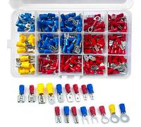 Nutabevr 300 pezzi Connettori Elettrici Terminali, 17 Tipi Capicorda dimensioni 0.5-6.0mm², Set Assortimento Occhiello, Vanga Isolati