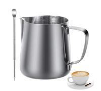 Nutabevr 350ml Bricco Latte in Acciaio Inox,12oz Professionale Brocca in Schiuma,Penna Adatto per Espresso,Montalatte,Latte Art,Amanti del Caffè Accessori