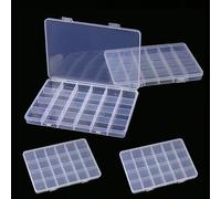 Nutabevr 4 pezzi Scatole Portaoggetti in Plastica 24 Scomparti, Contenitori Trasparenti,Casella Organizer Jewelry Portatile,con Coperchio Custodia Rettangolare, per Piccoli Oggetti