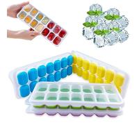 Nutabevr 4 Pezzi Stampo Cubetti Ghiaccio con Coperchio,Facili Staccare Stampi per Ghiaccio in Silicone Senza BPA,Impilabili Vaschette Ghiaccio,per Cocktail di Whisky,DIY Alimenti,Bevande Ghiacciate