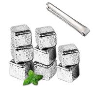 Nutabevr 8 Pezzi Cubetti di ghiaccio riutilizzabili, 304 acciaio inox Pietre di Whisky+Clip, Questo set cubetti di ghiaccio Per amanti del vino,Bourbon,Cognac,Gin,limonata