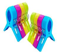 Nutabevr 8 pezzi Mollette Grandi Plastica, 4 colori Antivento Lavanderia Pioli per Trapunta, per evitare che l'asciugamano si soffia via, per Asciugamani, Coperta, Lenzuola, Vestiti