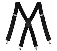 Nutabevr Bretelle per Uomo, elastico e regolabile Bretelle a forma di X larghe 3,5 cm, L'intervallo regolazione della lunghezza 70-110 cm, con 4 clip metalliche molto resistenti, Taglia Unica (Nero)