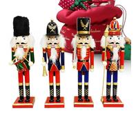 Nutcracker Christmas Decor, 4 pezzi Wooden Christmas Decorations, Painted Nutcracker Figurine Shelf Decor For Party Indoor Outdoor Use Living Room Fireplace Kitchen Garden