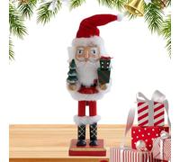 Nutcracker Christmas Toy Figure | 27cm Wooden Nutcracker Santa Figurine | Seasonal Decoration Table Centerpiece For Display Cabinet School Home Office Hotel Entrance