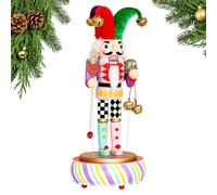 Nutcracker Music Box - Christmas Holiday Decoration | Wooden Wind-Up Ornament with Rotating Figurine, Festive Melody Collectible for Mantel Office or Living Room Decor, 13.5x13.5x32cm Multicolor