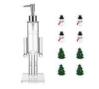 Nutcracker Soap Dispenser, Nutcracker Soap Dispenser Clear, Christmas Bathroom Kitchen Decor, with 8 Small 3D Christmas Accessories (Type C)