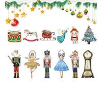 Nutcracker Tree Ornaments, 12X Wooden Figures Ornaments, Wooden Christmas Tree Hangable Decoration, Car Hangable Pendant, Decorative Ornament for Winter