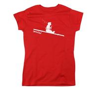 Nutees Banksy Girl Blowing Bubbles on Slide T-Shirt da Donna (Rosso), Medium