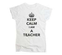 Nutees Keep Calm I Am A Teacher Profession T-Shirt da Donna (Bianca), Medium