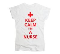 Nutees Keep Calm I'm A Nurse, Doctor T-Shirt da Donna (Bianca), Medium