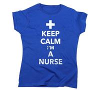 Nutees Keep Calm I'm A Nurse, Doctor T-Shirt da Donna (Blu Reale), Medium
