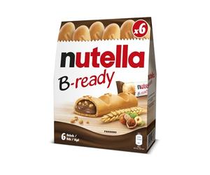 Nutella B-ready - 6 Snack Dolci Monoporzione, Croccante Cialda di Pane con un Cremoso Ripieno di Nutella, 132 gr