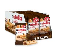 Nutella B-Ready Nocciola spalmabile con cacao, snack confezionati singolarmente, 16 confezioni di barrette per snack da 2 pezzi