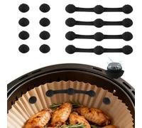 NUTKIT 12 Pezzi Magneti in Silicone per Friggitrice ad Aria, Calamite per Friggitrice ad Aria, Fissare Carta da Forno, Clip Magnetiche Silicone Airfryer Accessori per Cosori Ninja Philips - Nero