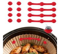 NUTKIT 12 Pezzi Magneti in Silicone per Friggitrice ad Aria, Calamite per Friggitrice ad Aria, Fissare Carta da Forno, Clip Magnetiche Silicone Airfryer Accessori per Cosori Ninja Philips - Rosso