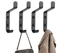 NUTKIT 4 Pezzi Attaccapanni Da Parete, Appendiabiti a Vite, Appendini da Muro, Attaccapanni da Muro Design, Appendino da Parete, con Viti, per Camera da Letto, Soggiorno, Bagno - Nero
