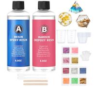 NUTKIT 500ml Resina Epossidica, Resina Epossidica Trasparente, con Stampi e Pigmenti, Resistente Ingiallimento, Bicomponente per Colata Rivestimento, per Creazione Gioielli Fai da Te, Legno, Pittura