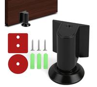 NUTKIT Fermaporta Magnetico, Lega di Zinco, Fermaporte Nessun Pugno, Fermaporte Magnetico Regolabile in Altezza, con Adesivo Autoadesivo e Viti, per Ufficio, Hotel, Balcone, Camerette - Nero