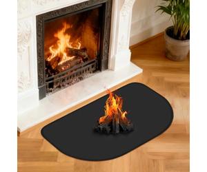 NUTKIT Tappetino Ignifugo, 80*50CM Tappeto Ignifugo per Camino,Resistente al Fuoco, Calore, Antiaderente, Tappetino Protettivo per Pavimenti, per Cortile, Prato e Campeggio All'aperto - Semicircolare