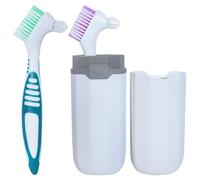 NUTLET 2 spazzole per protesi dentarie con 1 custodia bianca, efficace spazzola per la pulizia della protesi con setole morbide multistrato, verde e viola