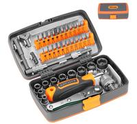 nutmanel Chiave a Bussola 38 pezzi, Set Chiavi a Bussola Set Chiavi a Cricchetto 1/4" con Sgancio Rapido e Barra di Estensione, Cricchetto Reversibile in Cr-V, Kit fai da te professionale e auto