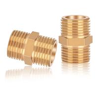 nutmanel Raccordo Filettato Doppio in Ottone 1/2", Nipplo Doppio Filetto Esterno Ottone 2 pezzo per Collegamento Tubo