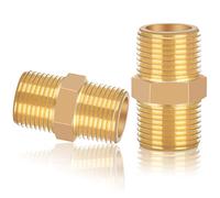 nutmanel Raccordo Filettato Doppio in Ottone 3/8", Nipplo Doppio Filetto Esterno Ottone 2 pezzo per Collegamento Tubo