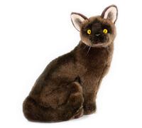 Nutmeg Burmese Cat Plush Toy - 26cm Sitting, Chocolate Brown