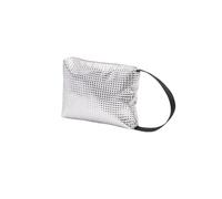 Nuto Pochette Argento, Pochette mare, Porta trucchi, Beauty Viaggio, Borsa a Mano con Design Geometrico, 26 x 20 cm, Custodia Multifunzionale per iPad e Accessori
