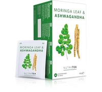 Nutra Tea - Moringa Leaf & Ashwagandha - Bustine di tè Moringa, bustine di tè Ashwagandha - Per supporto dell'umore e sollievo dallo stress - 40 sacchetti confezionati singolarmente - Infusione di