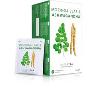 Nutra Tea - Moringa Leaf & Ashwagandha - Bustine di tè Moringa, bustine di tè Ashwagandha - Per supporto dell'umore e sollievo dallo stress - 60 sacchetti confezionati singolarmente - Infusione di
