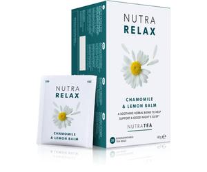 NUTRATEA Tisana Rilassante per Dormire Bene - 20 Bustine Riutilizzabili A Base di Camomilla e Melissa, NutraRelax