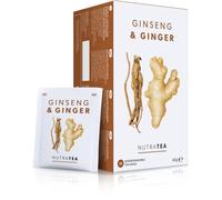 NUTRATEA Tisana Zenzero e Ginseng - Con 2 Grammi di Ingredienti attivi in ogni bustina - Gluten Free, 20 Bustine Riutilizzabili