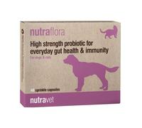 NUTRAVET Nutraflora 48 capsule probiotiche che favoriscono la salute intestinale e il sistema immunitario di cani e gatti