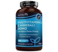 Nutravita Multivitaminico Uomo - 180 Multivitamin Compresse Vegane - Integratore Multivitaminico Uomo con 25 Vitamine & Minerali Attivi Essenziali con Radice di Maca e Panax Ginseng