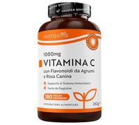 Nutravita Vitamina C 1000mg - 180 Vit C Compresse per 6 Mesi - Vitamina C Pura con Rosa Canina e Flavonoidi - Acido Ascorbico - 100% Vegan - Normale Funzione del Sistema Immunitario