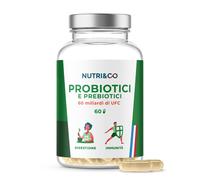 NUTRI & CO Probiotici Prebiotici - 60 Miliardi di UFC - 9 Ceppi Batterici Bioatt