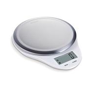 NUTRI FIT Bilancia da cucina digitale professionale, elettronica, in acciaio inox, grande display LCD, precisione 1 g, massimo 5 kg, tara, spegnimento automatico (bianco)