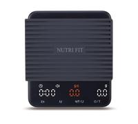 NUTRI FIT Mini Bilancia da Caffè con Timer Bilancia Espresso 2KG/0,1g, Nero | Bilancia portatile per caffè filtro, ricaricabile tramite USB-C, Display a LED, Unità: lb:oz/g/fl'oz, Dimensioni 11,5x10cm
