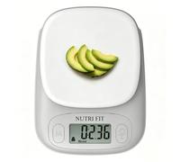 NUTRI FIT Mini bilancia da cucina digitale in plastica, 5kg, Bianco-grigio