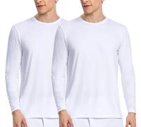 Nutria Maglia Termica Uomo Manica Lunga Pacco da 2, Maglie Termiche con Interno in Pile Girocollo, Biancheria Intima Termica Camicie Foderate in Pile Leggera Sci Corsa Ciclismo 2*Maglia Bianco L
