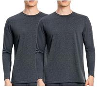 Nutria Maglia Termica Uomo Manica Lunga Pacco da 2, Maglie Termiche con Interno in Pile Girocollo, Biancheria Intima Termica Camicie Foderate in Pile Leggera Sci Corsa Ciclismo 2*Maglia Grigio M