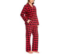 Nutria Pigiama da donna 100% cotone flanella set pigiama maniche lunghe top con colletto aperto bottoni parte inferiore lunga biancheria da notte invernale loungewear maglietta con scollo a V e