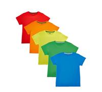 Nutria T-Shirt Bambino e Ragazzi 100% Cotone Pacco da 5 Tee Shirt Ragazzo e Ragazza Manica Corta Estate Top Unisex Tinta Unita Vari Colori Rosso/Arancio/Giallo/Verde/Blu 12-13 Anni
