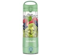 Nutribullet Portable NBP003LG Frullatore Portatile con Tazza Isolante da 475ml, Lama 4 Punte, Tazza in Tritan, 15 Cicli di Autonomia, Inclusi Coperchio e Cannuccia, Ricarica USB-C, Verde Chiaro