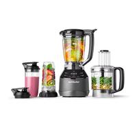 nutribullet Triple Prep, Robot da cucina, Frullatore Multifunzione, Potenza 1500W, Caraffa 1.8l, Ciotola robot da 1,6l, disco per affettare e sminuzzare, lama per impastare e tritare, nero, NBF580B
