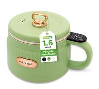 NutriChef 1,6 QT Cuociriso Elettrico Portatile & Lunch Maker | Multifunzionale & Rivestimento Ceramico Antiaderente | Pannello Digitale | 6 Funzioni di Cottura| Verde