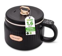NutriChef 1,6 QT Cuociriso Elettrico Portatile & Lunch Maker | Multifunzionale & Rivestimento Ceramico Antiaderente | Pannello Digitale | 6 Funzioni di Cottura: Riso, Zuppa, Stufato | Nero