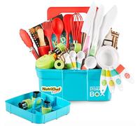 NutriChef Accessori Cucina Bambini, Grembiule Cucina Bambino, Cappello da Cuoco, Set Completo Cucina e Pasticceria con Coltelli Nylon, Utensili e Gadget, Regalo 4+ Anni
